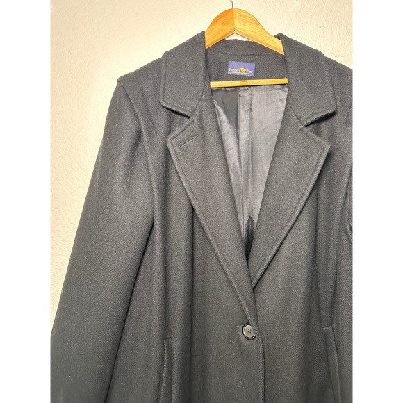 Hunters Run Womens Wool Blend Long Trench Coat Black Vintage Union Made USA - Picture 6 of 10